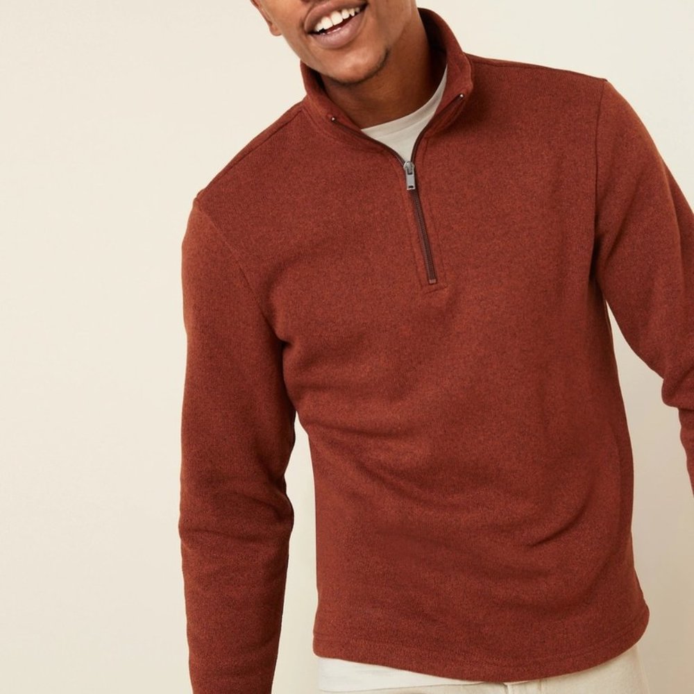 New Sweater-Fleece Mock-Neck 1/4-zip Sweatshirt - Picture 1 of 4